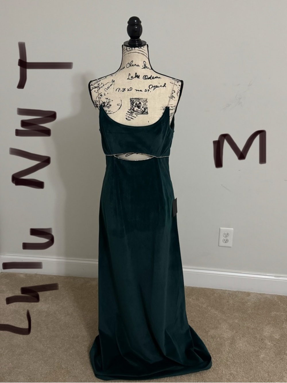 Lulu's Deep Green Velvet Cutout Maxi Dress